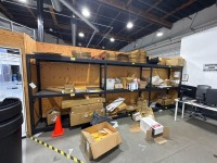 Lot of Racks with Assorted Cardboard Boxes