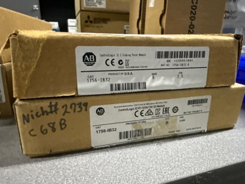 (2) Allen-Bradley 1756-IB32 ControlLogix 32 Pt 12/24V DC D/I Modules
