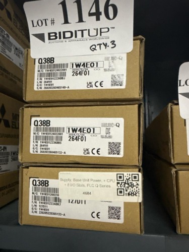 Lot (3) 2024 Mitsubishi Electric Q38B PLC Base Units