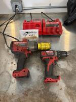(1) Milwaukee 1/4&rdquo; Square Ring Impact Wrench And (1) Milwaukee 1/2&rdquo; Drill Driver(2) Milwaukee M18 Battery Chargers
