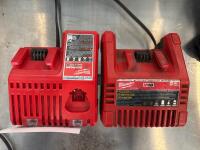 (1) Milwaukee 1/4&rdquo; Square Ring Impact Wrench And (1) Milwaukee 1/2&rdquo; Drill Driver(2) Milwaukee M18 Battery Chargers - 5