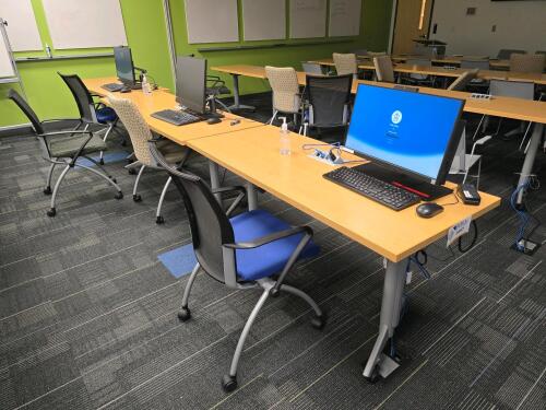 (3) Byrne Wood Top Tables w/ Network/Power Hookups
