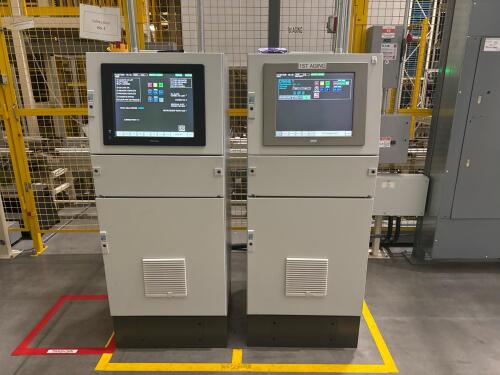 (2) Rittal Enclosure W/ Maple System HMI 17&rdquo; Screen And (1) Mitsubishi Graphic Operation Terminal GOT1000 Touch Screen