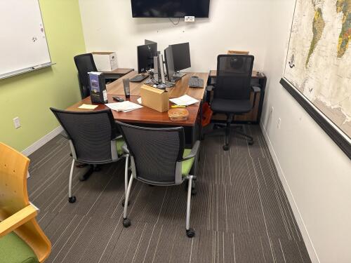 (3) Office Desk (2) Storage Cabinets and Round Table