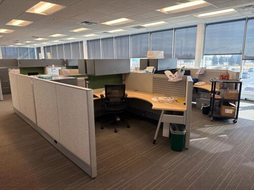 4 Person Work Station W/ 4 Office Chairs