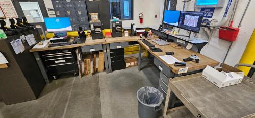 (3) Wood Top Global Industrial Work Tables