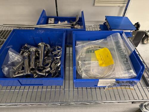 Lot of Assorted Stainless Steel Parts and 3 Lab Lifting Platforms