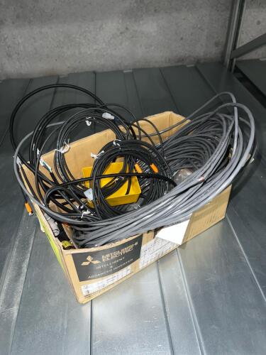 Assorted BNC coaxial cables and T4 8-conductor cables