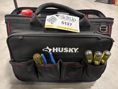 Husky tool tote with contents