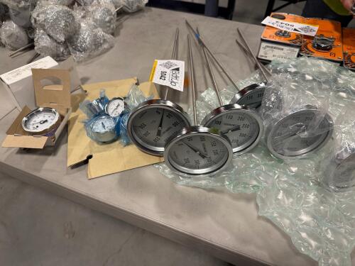 (6) Daewon BLT bimetal thermometers, (4) pressure gauges, and ASHCROFT Duralife pressure gauge