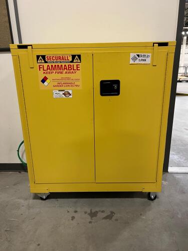 Mobile Flammable Safety Storage Cabinet on Casters (without contents) &ndash; Industrial Chemical & Paint Storage Unit