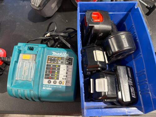 Makita DC18RA Rapid Battery Charger, AND (3) 18V Makita batteries, AND 18V Black & Decker Battery 18V Battery