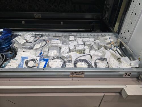 Divider of Tray 1014 - SMC Guided Cylinders, Assorted Sensors, Assorted Cabling