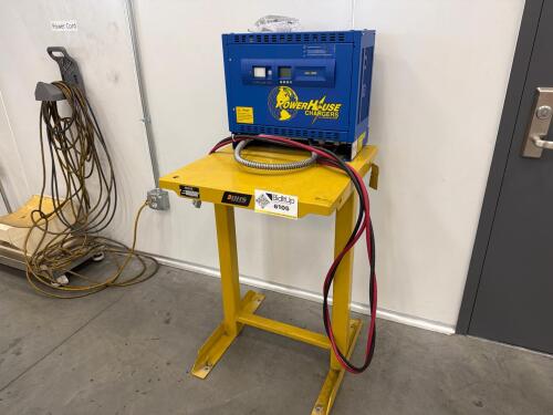 Crown PowerHouse 24V-150A industrial battery charger with BHS Battery Stand