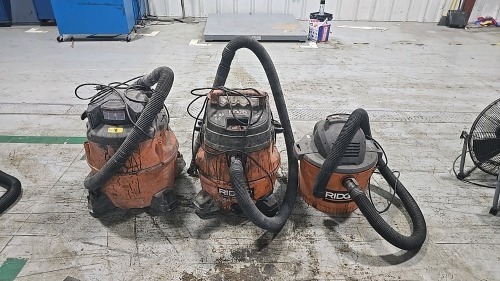 (3) Ridgid Shop Vacs