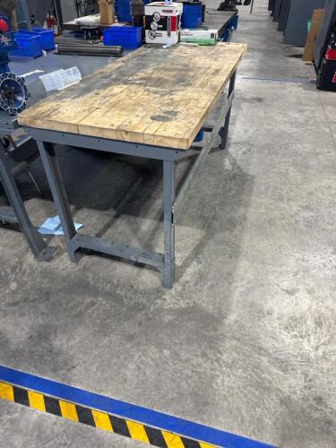 Steel work bench with wood top