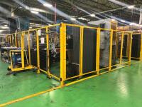 AGS Modular Industrial Safety Fencing System &ndash; Yellow Steel Machine Guard Panels &ndash; Welded Wire Mesh Perimeter Barrier &ndash; Heavy Duty Bolt-Together Safety Enclosure