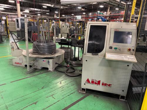 2020 AIM CNC wire bending machine, wire feeder, and AIM conveyor C24