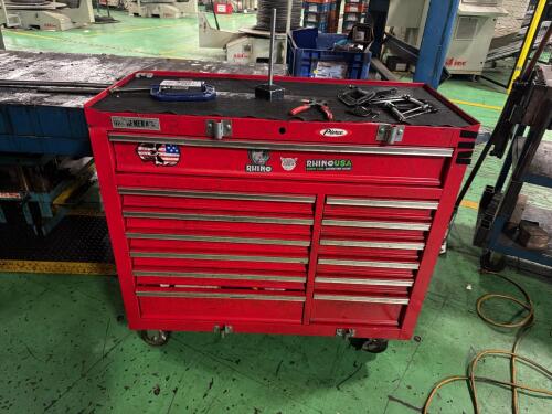 U.S. General 13-Drawer Rolling Tool Cabinet with attached storage compartment (contents included)