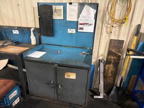 Mobile metal work station/ desk with pegboard back