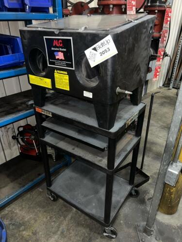 ALC Abrasive Blasting Cabinet w/ Blast Gun, Viewing Window & Rolling Utility Stand on Casters &ndash; Benchtop Sandblast System
