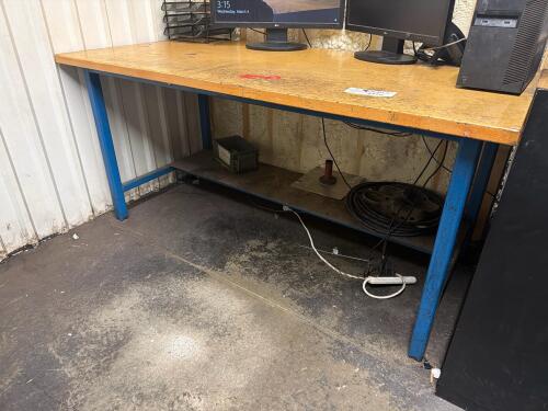 Steel frame with wood top table