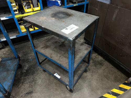 Heavy-Duty Steel Rolling Utility Cart / Shop Work Table w/ Dual Storage Shelves & Casters
