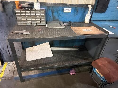 Steel work station/ desk with small parts storage drawers