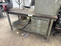 Metal Frame Wood Top Work Bench