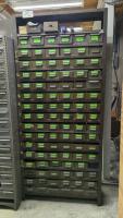 Steel Shelving Unit with (90) Parts Drawers and Contents of Chasers