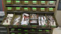 Steel Shelving Unit with 102-Parts Drawers with Contents of Assorted Taps - 9