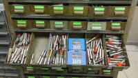 Steel Shelving Unit with 102-Parts Drawers with Contents of Assorted Taps - 11