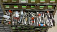 Steel Shelving Unit with 102-Parts Drawers with Contents of Assorted Taps - 13
