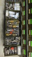 Steel Shelving Unit with 102-Parts Drawers with Contents of Assorted Taps - 17