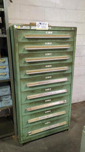 Stanley Vidmar 9-Drawer Parts Cabinet with Contents Spare Parts and Tooling