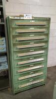 Stanley Vidmar 9-Drawer Parts Cabinet with Contents Spare Parts and Tooling