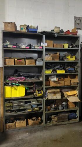 (2) Steel Shelving Units with Contents of Kingsbury Parts and Tooling