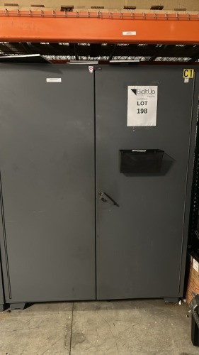 Global Industial Heavy Duty Bin Cabinet With Yellow Bins And Asst&rsquo;D Parts: Smc Cylinders And Smc Parts, Cabinet Dimension: 60&rdquo; Width X 24&rdquo; Depth X 74&rdquo; Height