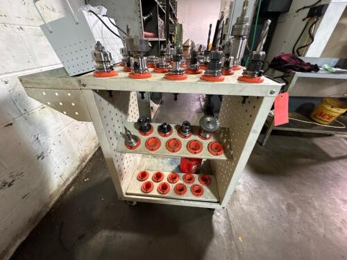 36-Pocket 40-Taper Tool Cart with (23) Cat 40 Tool Holders