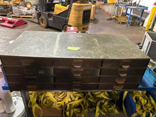 Lyon 12-Drawer Parts Cabinet with Contents of Assorted Thread Chasers