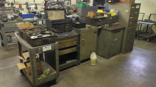 Assorted Carts and Cabinetry with Contents of Tooling & Machine Accessories