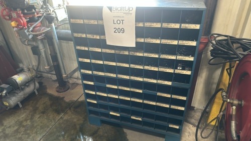 Steel Storage Bin Shelf With 80 Openings And Asst&rsquo;D Screws, 35&rdquo; X 12.5&rdquo; X 46&rdquo;