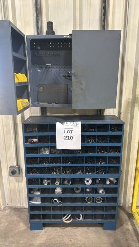 Steel Storage Bin Shelf With 80 Openings, Asst&rsquo;D Screws And Small Storage Cabinet