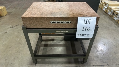 Starrett Granite Surface Plate, Grad. B With Metal Stand, Surface Plate Dimensions: 3&rsquo; Long X 2&rsquo; Width X 6&rdquo; Tickness
