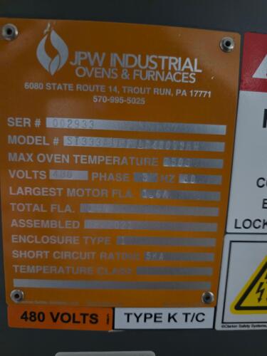 JPW INDUSTRIAL OVENS FURNACES ST333A1DTULFP480V9KWSR INDUSTRIAL OVEN USED