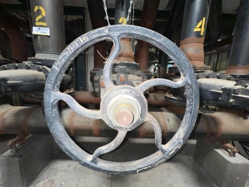 Large Diameter Steam Distribution Manifold with (8) OS&Y Gate Valves, Y-Strainers, and Header Assembly