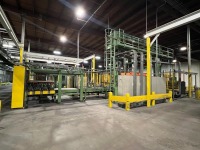 Emmeti MT 554 Automatic Bottom-Infeed Palletizing System with Spiral Conveyor & Complete Material Handling Line (1999)