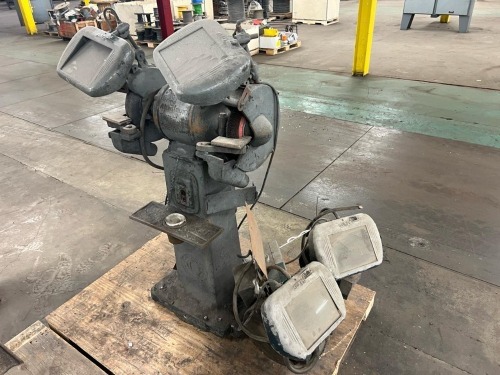 (2) 10&rdquo; Pedestal Bench Grinders, Black & Decker 3/4 HP 220/440V (1) on Queen City Base
