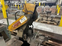 Everett Industries Abrasive Cut-Off Saw Model 16MT Serial D-021 with Vise on Cabinet Base and Extra Abrasive Wheels