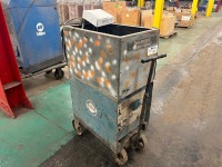 Miller Two Fifty Twin AC/DC Arc Welder Serial HE748806 on Casters with Leads and Consumables on Industrial Cart with Casters - 2